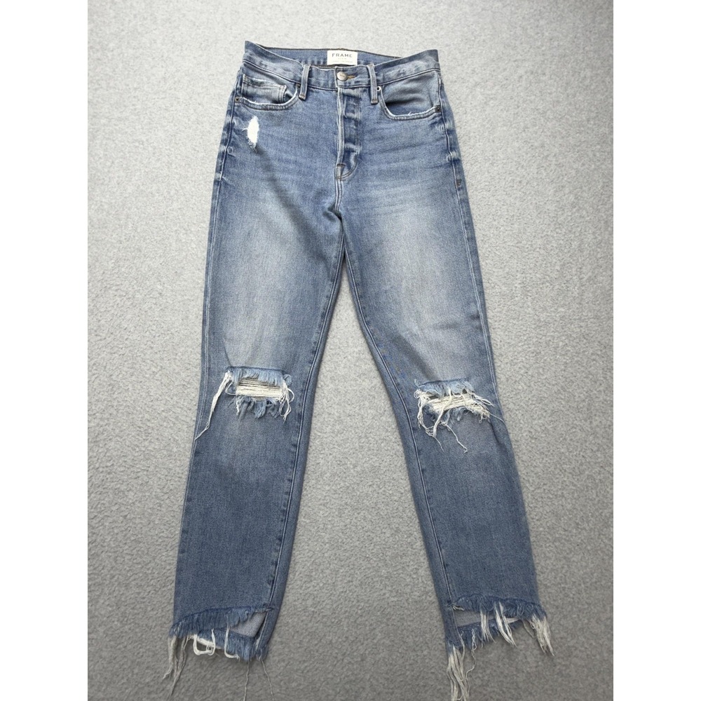 Frame Le Original Jeans Womens 24 Blue High‎ Rise Straight Distressed